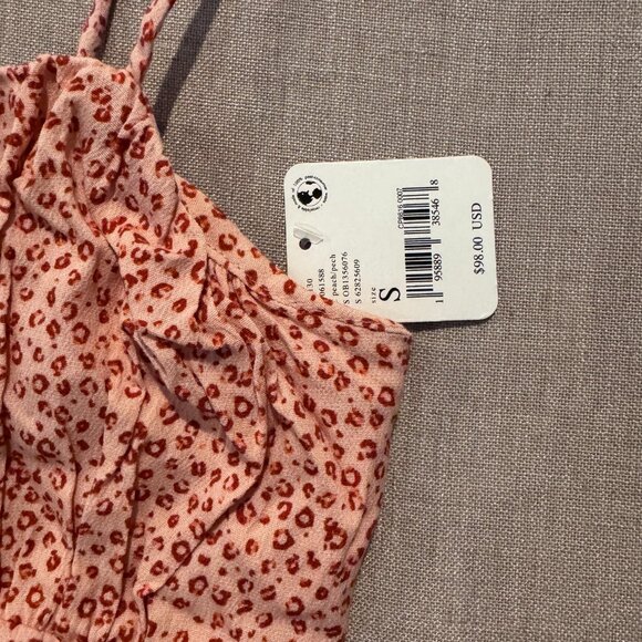 Free People NWT Small Pink Leopard Print Mini Slip Dress Boho Y2K - Picture 3 of 7